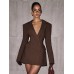 Elegant Deep V Neck Long Sleeve Slim Fit Casual Dress in Solid Color Fashionable and Sexy Elegant Deep V Neck Long Sleeve Slim Fit Casual Dress in Solid Color Fashionable and Sexy