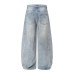 Heavy industry hot stamping full print wide leg jeans