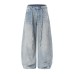 Heavy industry hot stamping full print wide leg jeans