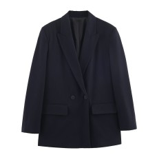 Double breasted oversized slim striped suit jacket