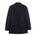 Double breasted oversized slim striped suit jacket