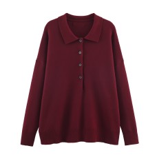 Simple and loose long sleeved knitted sweater