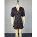 Bubble sleeve ruffle edge short dress Bubble sleeve ruffle edge short dress