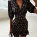 Bubble sleeve ruffle edge short dress Bubble sleeve ruffle edge short dress