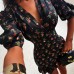 Bubble sleeve ruffle edge short dress Bubble sleeve ruffle edge short dress