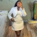 Two piece set of slim fit short dress for outerwear