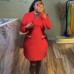 Two piece set of slim fit short dress for outerwear