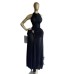 Hanging neck sleeveless pleated slim fit mid length dress Hanging neck sleeveless pleated slim fit mid length dress