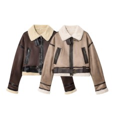 Imitation lamb fur and fur one-piece jacket Imitation lamb fur and fur one-piece jacket