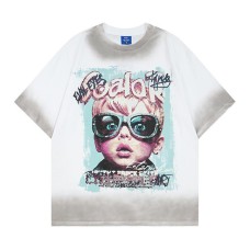 Vintage Gradient Graffiti Portrait Short Sleeve