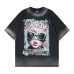 Vintage Gradient Graffiti Portrait Short Sleeve