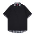 Plaid fake two piece lapel short sleeved shirt Plaid fake two piece lapel short sleeved shirt