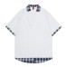 Plaid fake two piece lapel short sleeved shirt Plaid fake two piece lapel short sleeved shirt