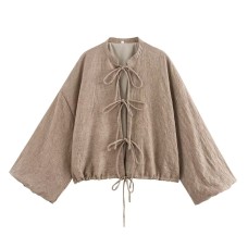 Casual versatile round neck short jacket