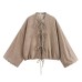 Casual versatile round neck short jacket Casual versatile round neck short jacket