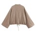 Casual versatile round neck short jacket Casual versatile round neck short jacket
