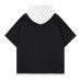 Fake two V-neck hooded short sleeves