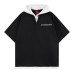 Fake two V-neck hooded short sleeves