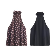 Bow decoration hanging neck collar top