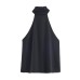 Bow decoration hanging neck collar top