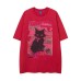Black Cat Newspaper Printed Short Sleeve Black Cat Newspaper Printed Short Sleeve