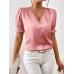 V-neck button up short sleeved top
