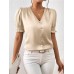 V-neck button up short sleeved top