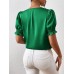 V-neck button up short sleeved top