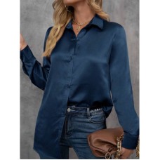 Solid color loose long sleeved top
