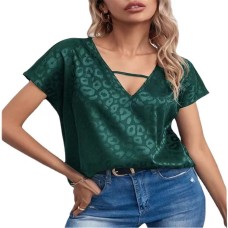 V-neck short sleeved loose top