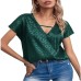 V-neck short sleeved loose top V-neck short sleeved loose top