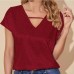 V-neck short sleeved loose top V-neck short sleeved loose top