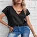 V-neck short sleeved loose top V-neck short sleeved loose top