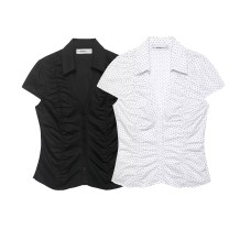 Pleated poplin top for women's clothing Pleated poplin top for women's clothing
