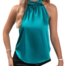 Solid color shoulder hanging neck sleeveless top Solid color shoulder hanging neck sleeveless top