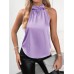 Solid color shoulder hanging neck sleeveless top