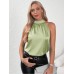 Solid color shoulder hanging neck sleeveless top