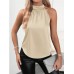 Solid color shoulder hanging neck sleeveless top