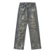 Ripped denim straight leg pants