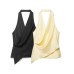 Silk texture hanging neck collar top