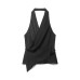 Silk texture hanging neck collar top