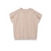 Short sleeved round neck shoulder detail knit sweater