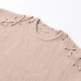 Short sleeved round neck shoulder detail knit sweater