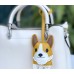 Corgi Dog Keychain Leather Bull Terrier Car Keychain Cute Corgi Leather Pendant