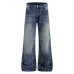 Grinding white distressed denim bell bottoms