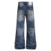 Grinding white distressed denim bell bottoms