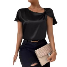 Twisted solid color loose top for women