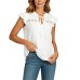 Women's Fashion Elastic Lace Fabric Patchwork Lace V-Neck Tie-Dye Sleeves Elegant Top