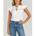 Women's Fashion Elastic Lace Fabric Patchwork Lace V-Neck Tie-Dye Sleeves Elegant Top