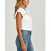 Women's Fashion Elastic Lace Fabric Patchwork Lace V-Neck Tie-Dye Sleeves Elegant Top